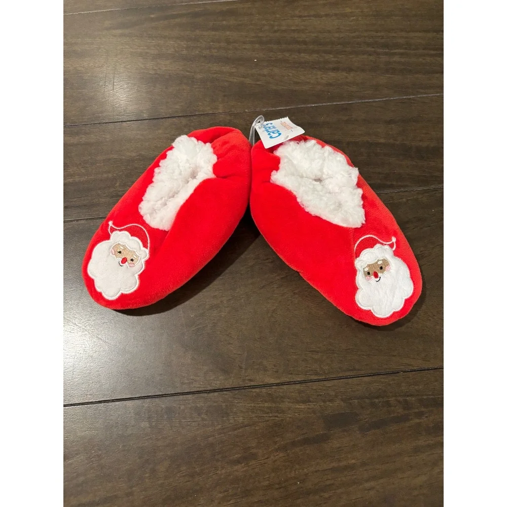 Carters Just One You Kids Santa Claus Red Plush Slippers 4-5T JY02693